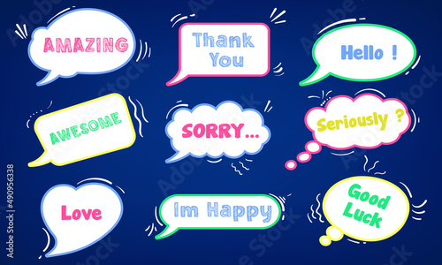 Speech bubbles in various styles free vector
