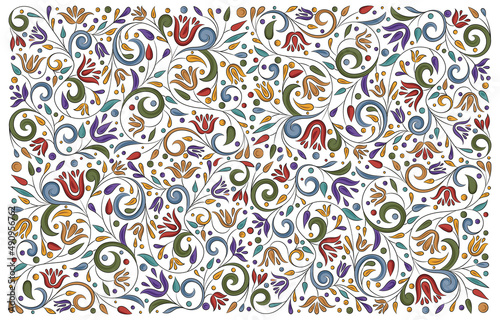 Abstract floral background. Vector ornament pattern. Paisley elements. Great for fabric, invitation, wallpaper, decoration, packaging or any desired idea.