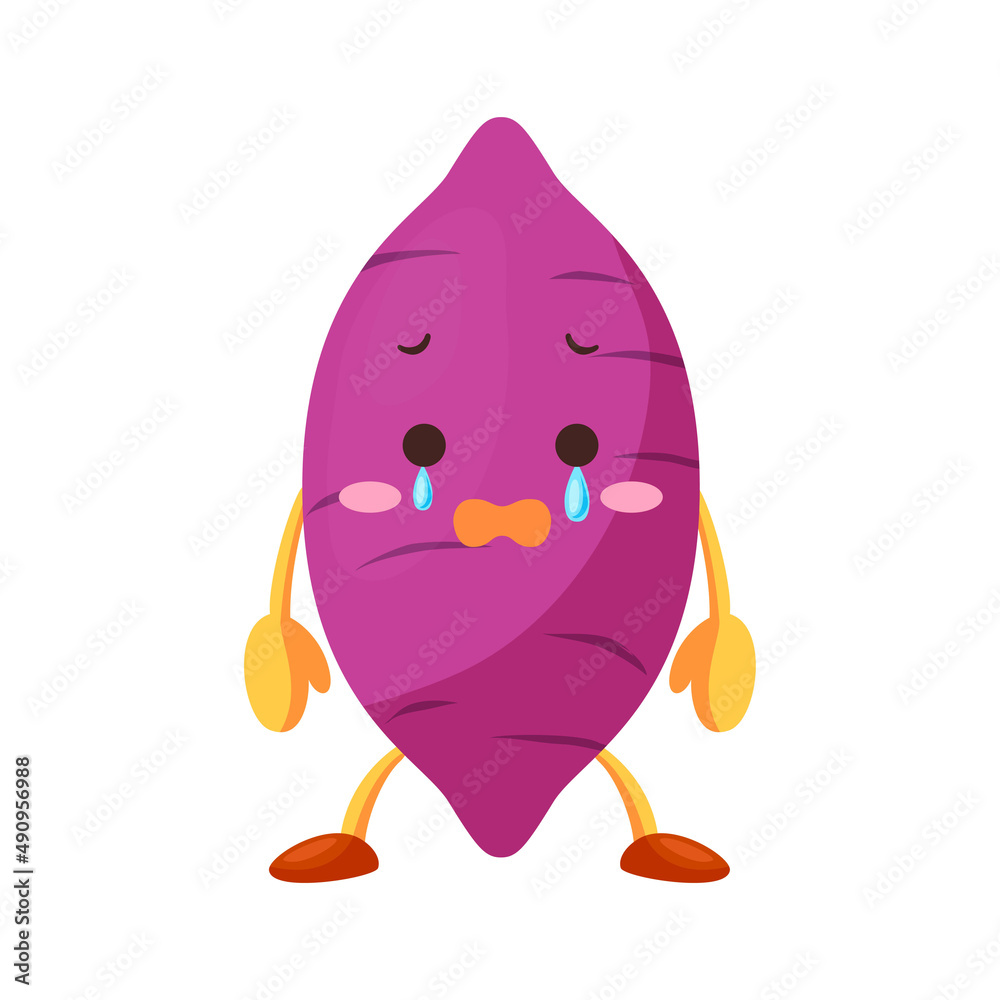 涙を流すかわいいサツマイモのキャラクターのイラスト Stock Vector Adobe Stock