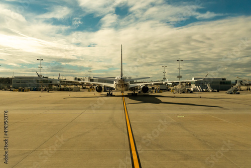 1/16/2022: Los Angeles, California, USA: Airplanes on the runway at LAX.