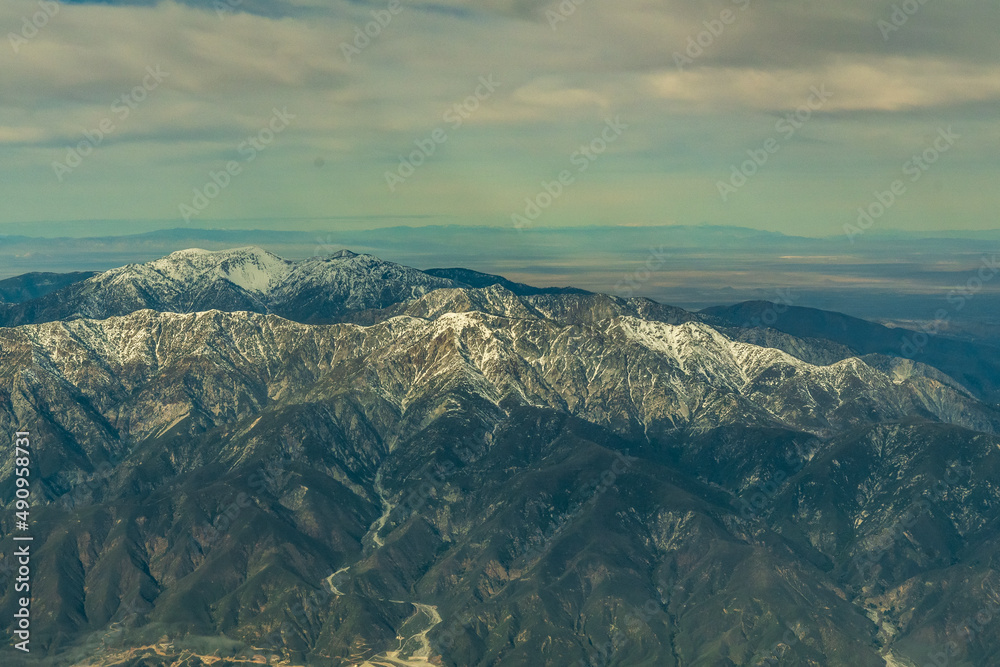 Aerial View of the San Gabriel Mountain range outside of Los Angeles in Southern California, USA Aerial View of the San Gabriel Mountain range outside of Los Angeles in Southern California, USA