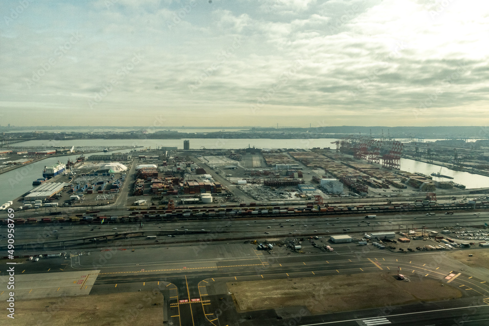 Aerial view of Port Newark featuring the Elizabeth and Port Newark ...