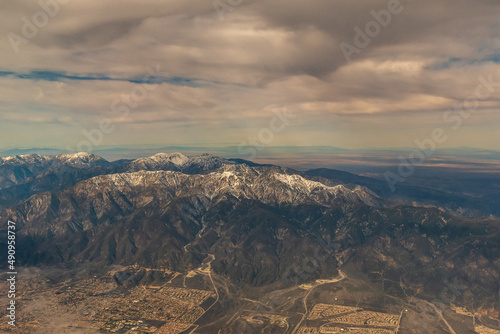 Aerial View of the San Gabriel Mountain range outside of Los Angeles in Southern California, USA