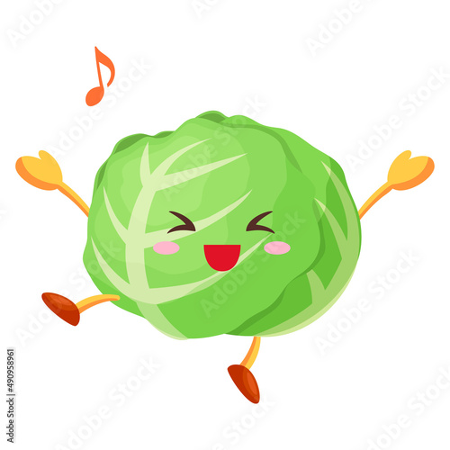 とても喜んでいる可愛いキャベツのキャラクターのイラスト

