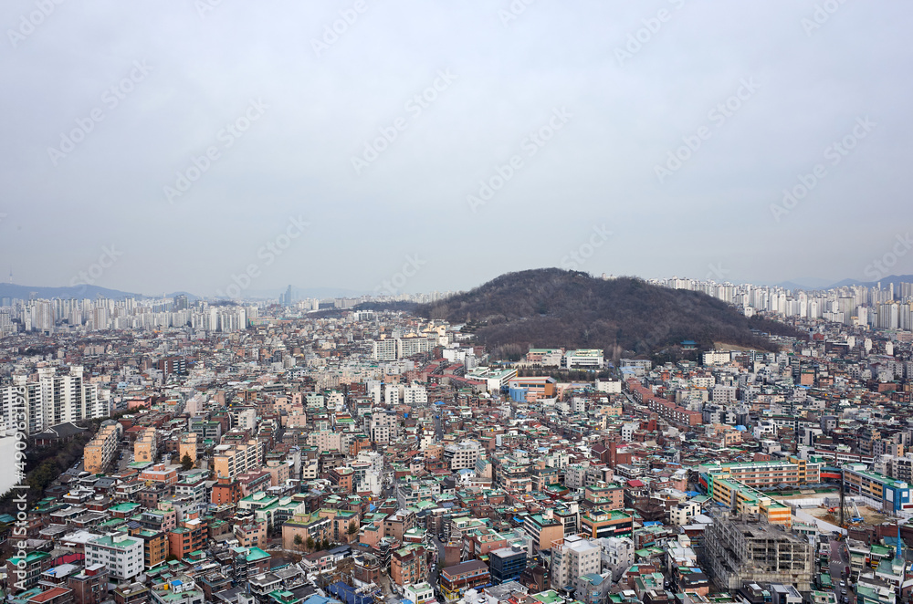 A residential area in Seoul, the capital of Korea.

