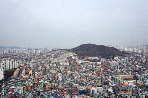 A residential area in Seoul, the capital of Korea. 