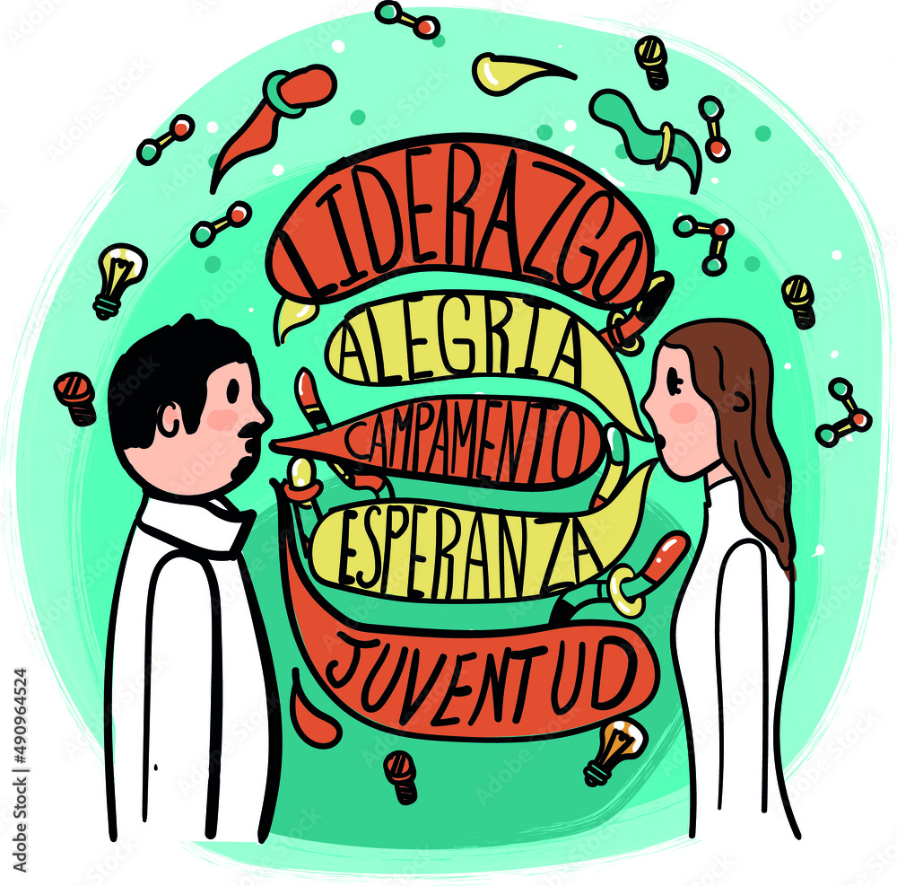 Vector drawing Illustration of sharing thoughts and opening dialogue