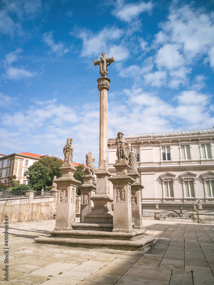 Cross of San Jorge in granite, A Coruña, Galicia, Spain