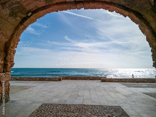 Arch that leads to the promenade and Altafulla beach. Tarragona photo