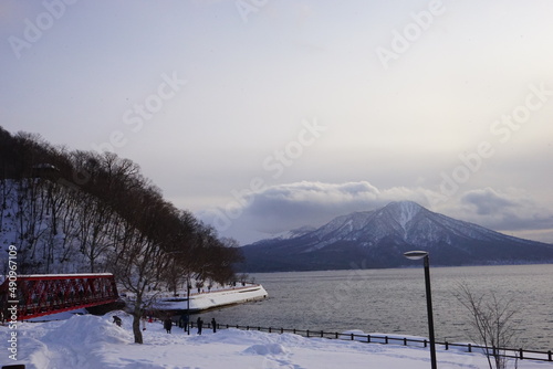 日本 北海道 千歳 冬 支笏湖