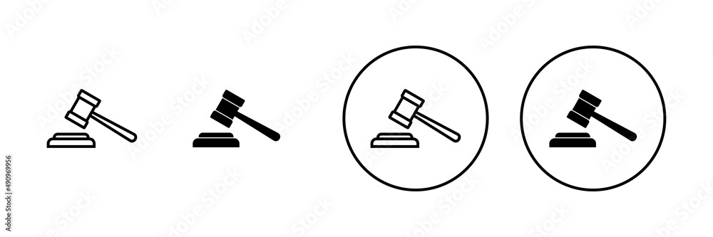 Gavel icons set. judge gavel sign and symbol. law icon. auction hammer Gavel icons set. judge gavel sign and symbol. law icon. auction hammer