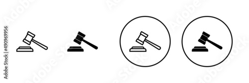 Gavel icons set. judge gavel sign and symbol. law icon. auction hammer