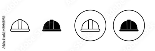 Helmet icons set. Motorcycle helmet sign and symbol. Construction helmet icon. Safety helmet photo