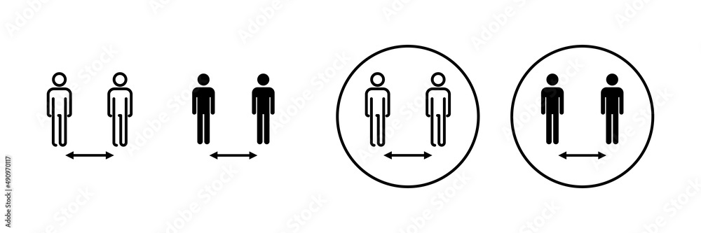 Social distance icons set. social distancing sign and symbol. self quarantine sign Social distance icons set. social distancing sign and symbol. self quarantine sign
