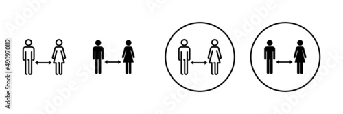 Social distancings set. social distance sign and symbol. self quarantine sign