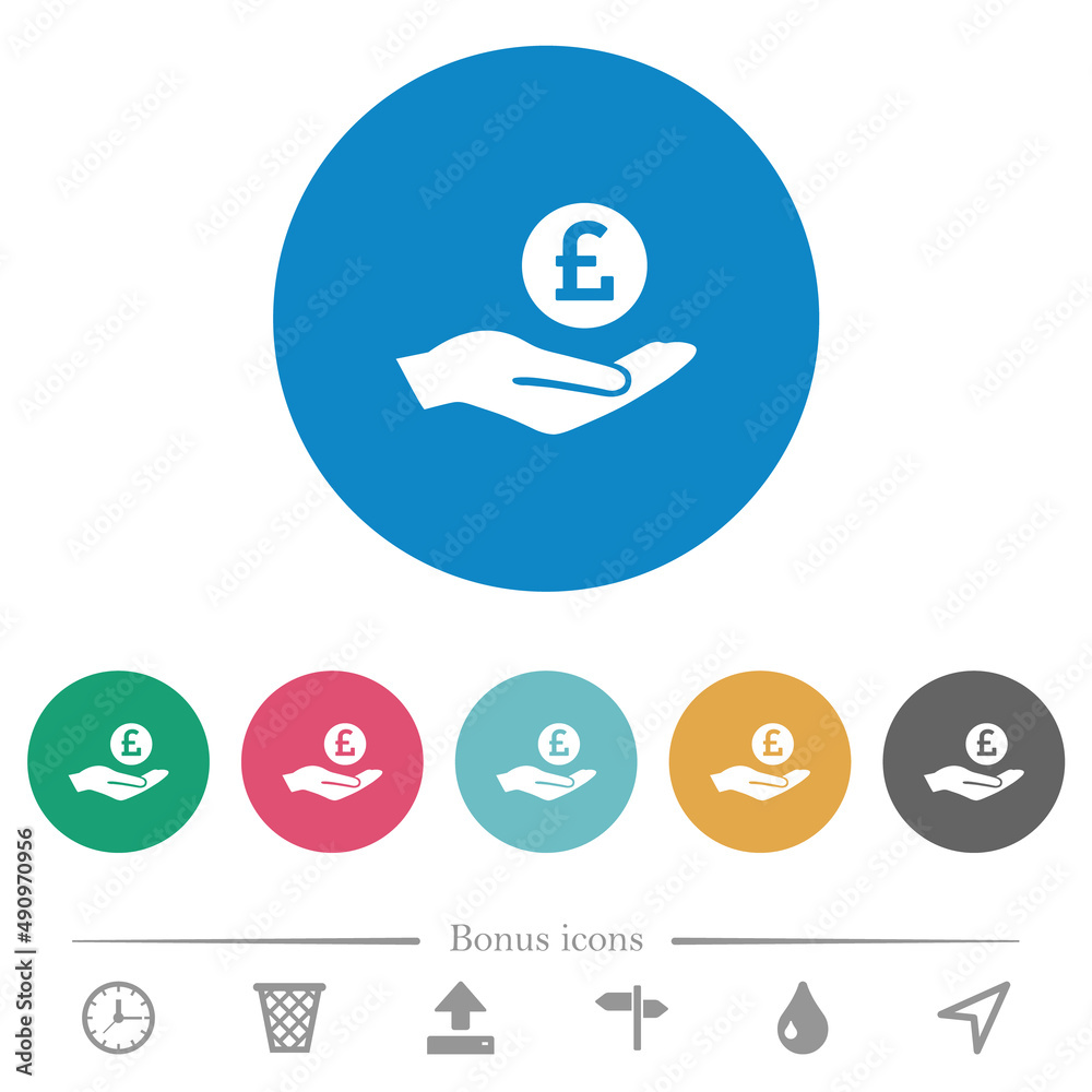 Pound earnings flat round icons Pound earnings flat round icons