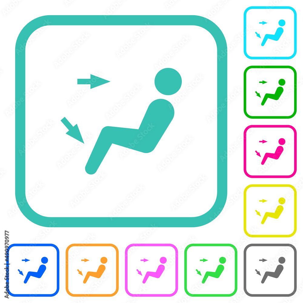 Car air flow direction head and foot vivid colored flat icons Car air flow direction head and foot vivid colored flat icons