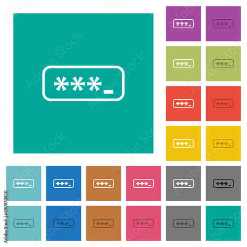 PIN code outline square flat multi colored icons