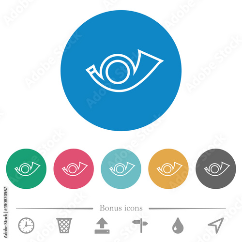 Postal round horn outline flat round icons