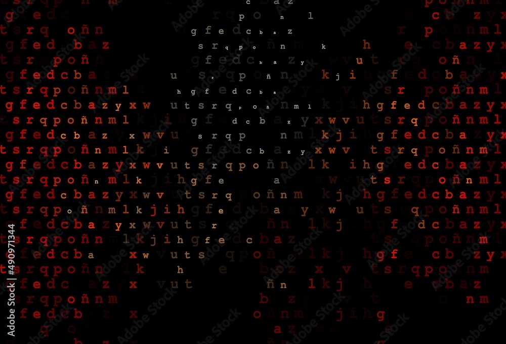 Dark red, yellow vector template with isolated letters.