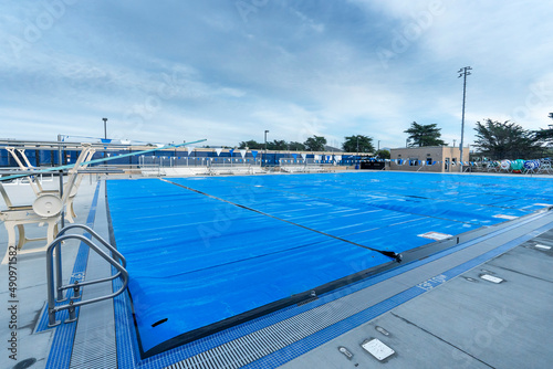 Outdoor Pool with Cover, Blue Sky