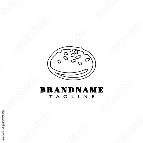 delicious bread cartoon logo icon design template black isolated vector illustration