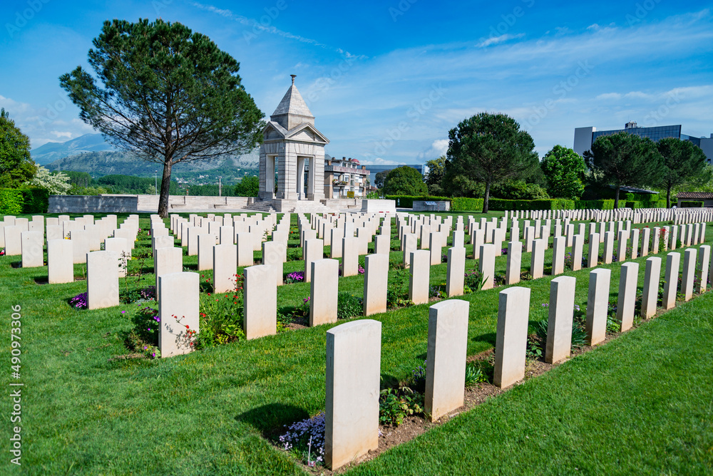Naklejka premium War memorial, Commonwealth Cemetery of Cassino in Italy of the Second World War.