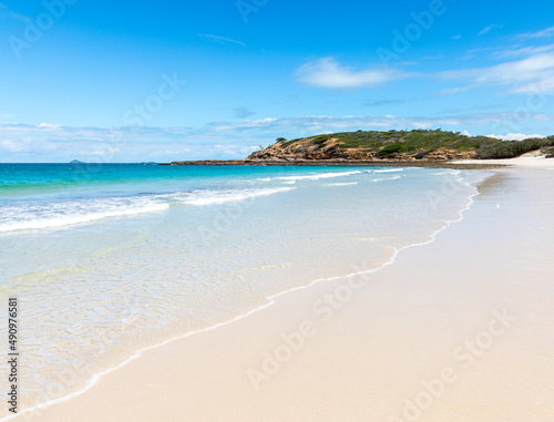 Long Beach - Great Keppell Island - Queensland Australia. Located off the Capricorn coast this white sand beach is a popular destination 