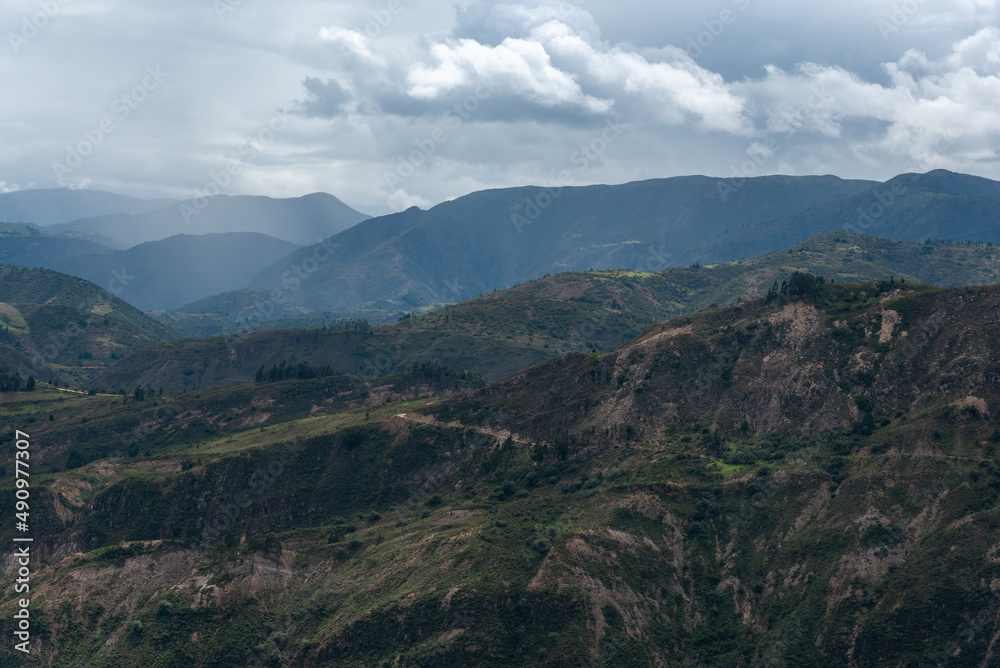 Mountain massif with little vegetation in a Colombian landscape.