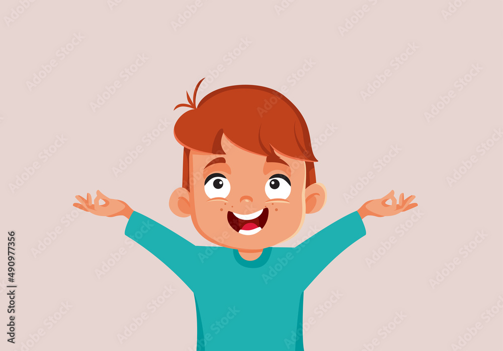 Cheerful Happy Boy Celebrating Vector Cartoon Illustration Cheerful Happy Boy Celebrating Vector Cartoon Illustration