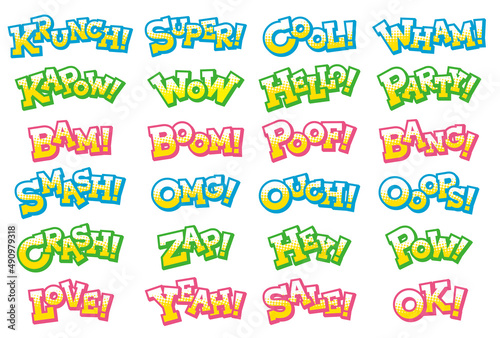 コミック風の擬音語や感嘆符を表現した文字素材