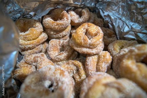 Traditional Easter week donuts homemade in Almeria, Spain.