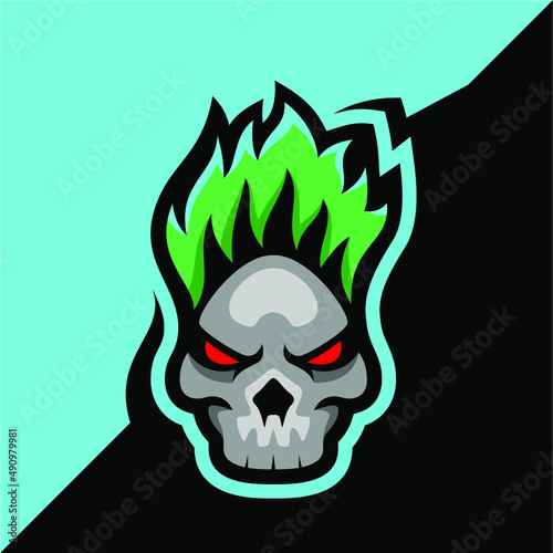 Skull head gaming logo E sport