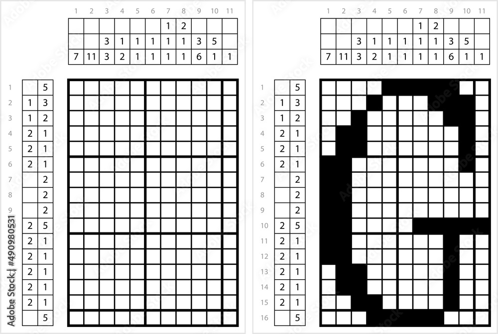 Fototapeta premium Alphabet G Nonogram Pixel Art M_2203001