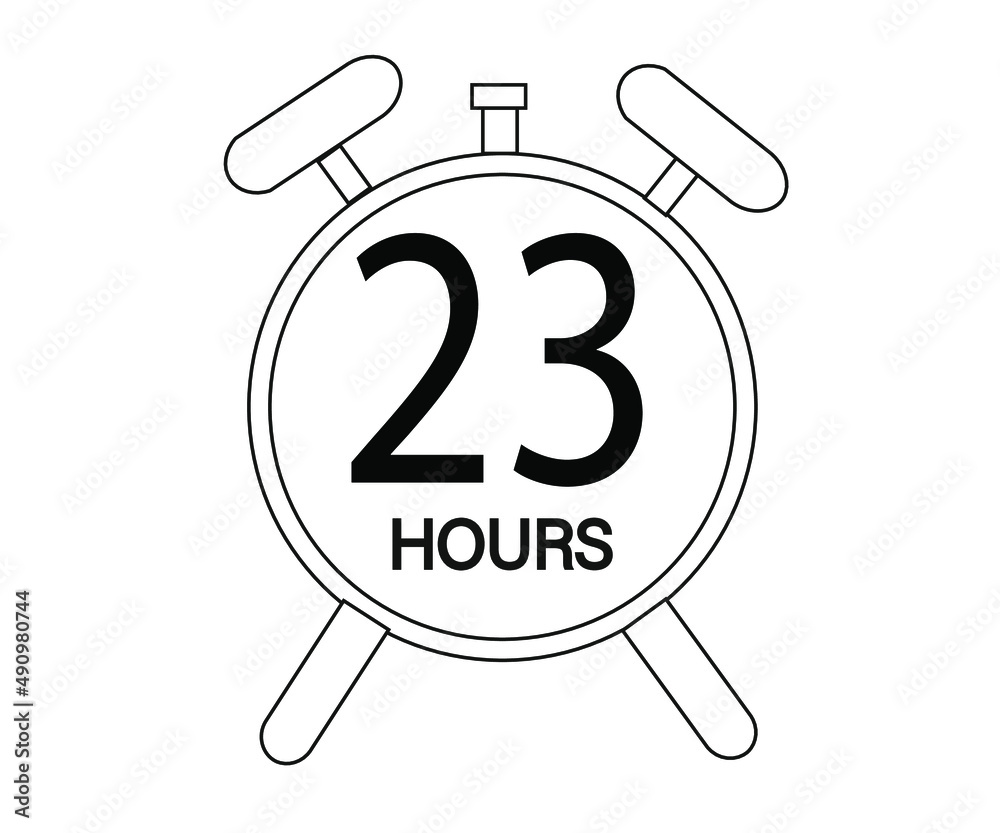 23 hours stopwatch or countdown icon. Time measurement. Isolated illustration in black color 23 hours stopwatch or countdown icon. Time measurement. Isolated illustration in black color