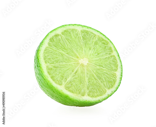 green lemon on white background