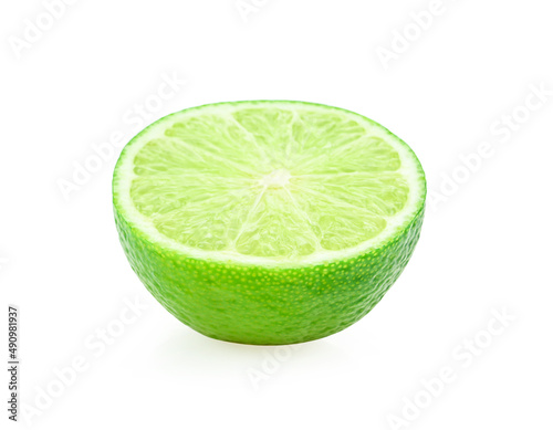 green lemon on white background