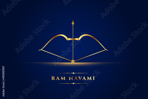 Canvas Print golden bow arrow ram navami greeting design