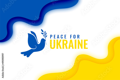 Fotografiet peace for ukraine with flag and dove bird
