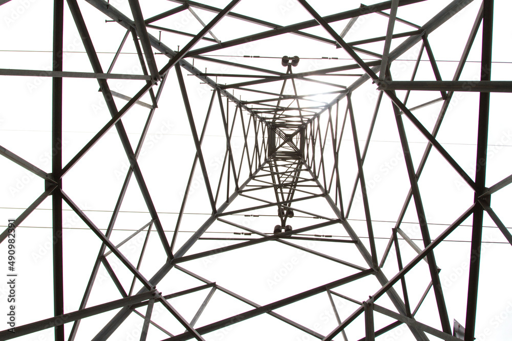Photos from the bottom corner of the high voltage post or High voltage tower Photos from the bottom corner of the high voltage post or High voltage tower