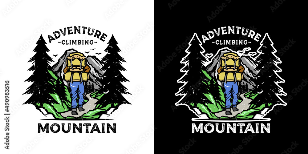 Colorful vector adventure climbing mountain logo