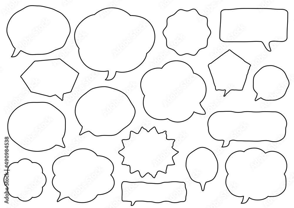 Fototapeta premium 吹き出し シンプル ラフ 線 セット