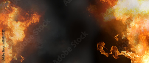 Fotografia, Obraz fire flames and smoke 3d-illustration