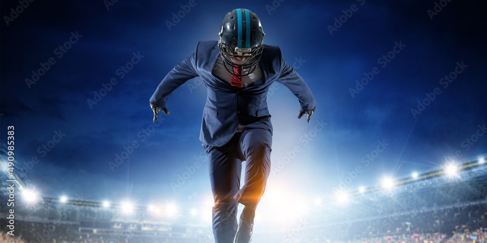 Businessman acting as american football players Businessman acting as american football players