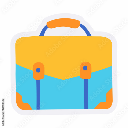 briefcase case work portfolio bag job single isolated icon with sticker outline cut style