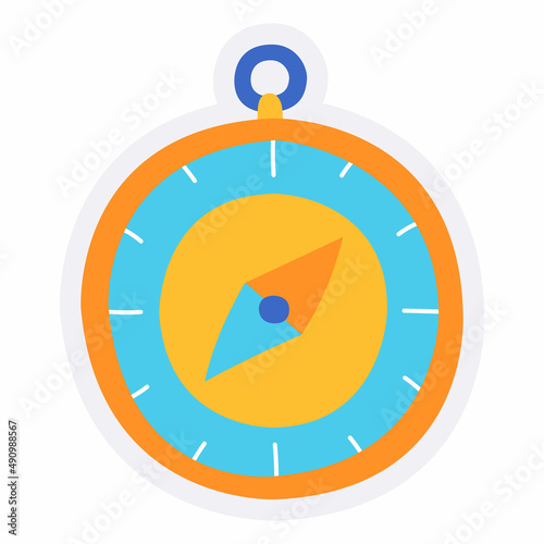 compass direction discovery position guidance course control single isolated icon with sticker outline cut style