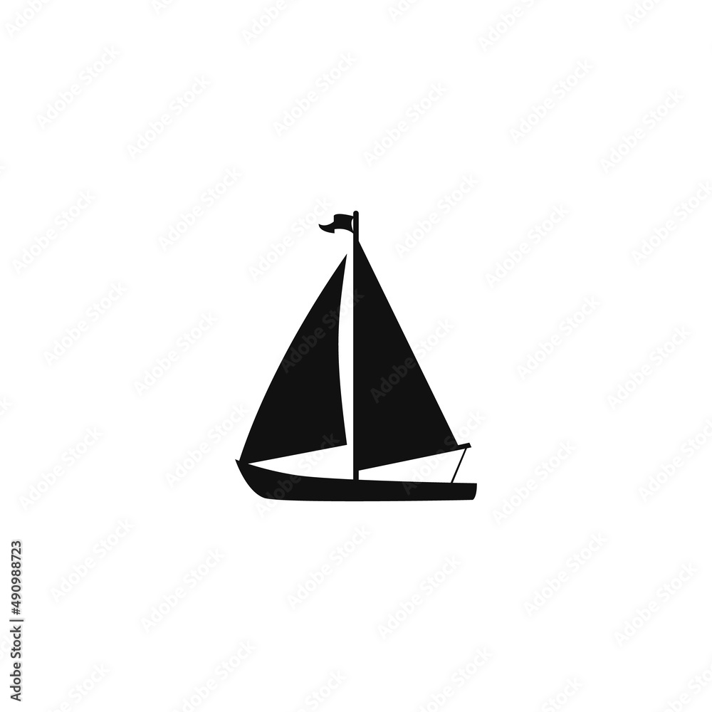 sailboat silhouette vector design for logo icon