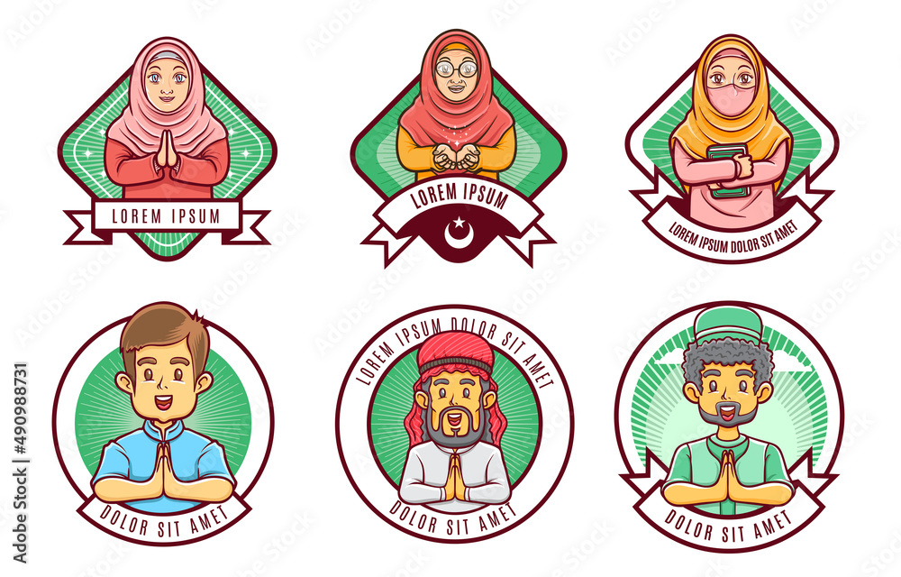 Fototapeta premium islamic moslem logo badge set