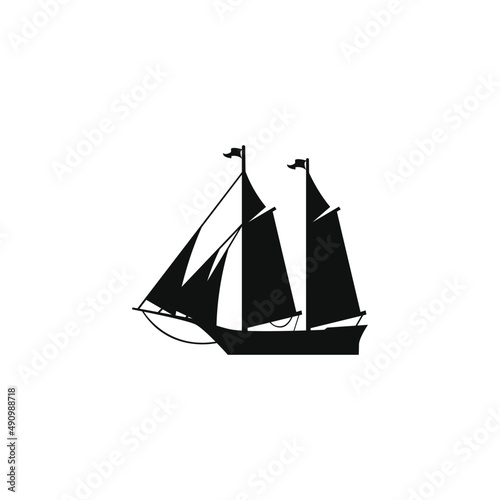 sailboat silhouette vector design for logo icon