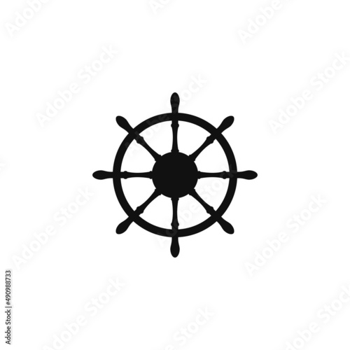 ship wheel silhouette vector design for logo icon